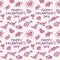 Background pattern with valentine elements, hearts, love letters and birds