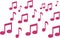 Background of pink music notes
