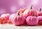 Background with pink pumpkins. Fantasy environment. AI generated