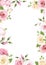 Background with pink and white roses and lisianthus flowers. Vector illustration.