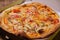 Background pizza pepper rustic sauce,  plate