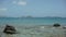 Background Plate of Ocean water swirling around a rocky reef for green screen