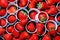 background portioned strawberries in cups