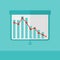 Background of projector roller screen with decreasing chart.