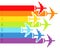 Background with rainbow airplanes