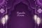 Background Ramadan Kareem Islamic style purple color with beautiful lamp