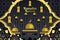 Background Ramadan Kareem stylish Islamic with mosque gold and black color