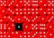 Background of random ordered red dices with one black cube