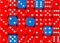 Background of random ordered red dices with six blue cubes
