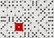 Background of random ordered white dices with one red cube