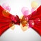 Background with red bow and flying transparent balloons