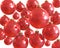 Background of red christmas shiny balls isolated