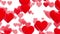 Background with red flying hearts on white background