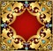 Background with red gems and gold ornaments