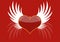 Background - red heart with white wings