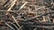 Background of remains of sunflower harvest in field