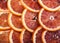 Background of ripe juicy slices of blood orange