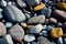 background of river pebbles close-up. 3d illustration. Generative AI