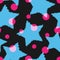 Background with rough stars and rounded spots. Seamless pattern.