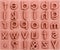 Background of rubber stamps of the English alphabetical