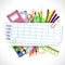 Background for school timetable with stationery