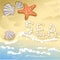 Background of sea and beach, starfish and seashell