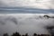 Background of sea of clouds above the summit of the island of Gran Canaria. Weather concept