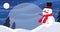 Background Set of Christmas landscape with snowman on snow ground.