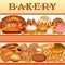 background with a set of different bread and bakery