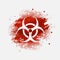 Background with a sign of biological hazard. Biological hazard icon on blood stains.