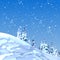 Background snowy mountain with firs and snowflakes