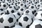 Background from soccer football balls, 3d render illustration