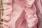 Background of soft pink net ruffled fabric