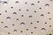 The background of the sound-absorbing plate is gray with a solid scattering perforation in the form of holes