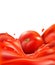background with splashes, waves of red tomato juice