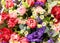 Background of spring flowers, chamomile, tulips, close-up