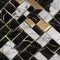 background with squares black marble texture with a gold pattern and a luxury design for ceramic kitchen light white tile