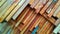 the   the background of a stack of coconut wood neatly arranged ready to be used as building construction material