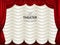 Background with stage, red and white theater curtains. Silk drape