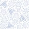 Background with starfish, seashells and jellyfish. Seamless pattern.