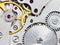 Background from steel clockwork of vintage watch