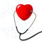 Background with stethoscope against a heart.