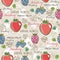 Background with strawberry, blackberry, blueberry, vector