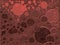 Background of stylized bubbles of sparkling red wine