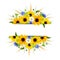 Background with sunflowers, daisies, cornflowers and ears of wheat. Vector eps-10.