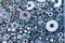 Background texture of assorted bolts and washers