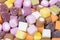 Background texture of colorful chewy candy