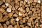 Background texture of dried cut and split logs