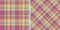 Background texture fabric of plaid pattern seamless with a tartan textile check vector. Set in retro colors for stylish duvet