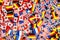 Background texture - a jumble of colorful international flag toothpicks